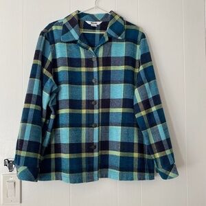 Alia size 16 blue and green plaid button up shacket size 16